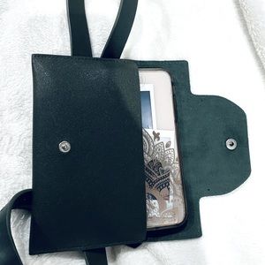 Green faux leather fanny pack